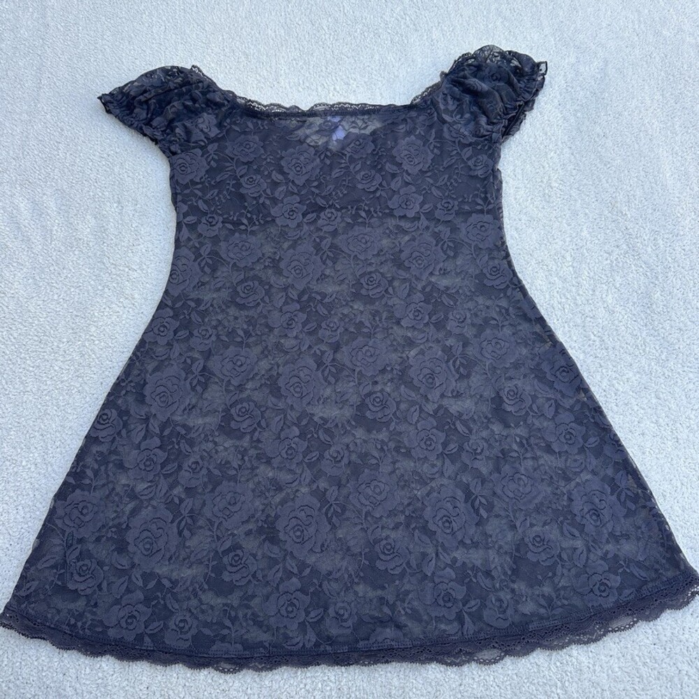 Urban Outfitters Rose Lace Baby Doll Dress Top Ruffle Sleeves - S - Picture 5 of 5